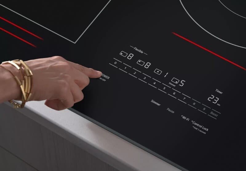 30" Induction Cooktop, 4 Elements, White Backlit, Red Bar, Bridge, Thinq® view 9