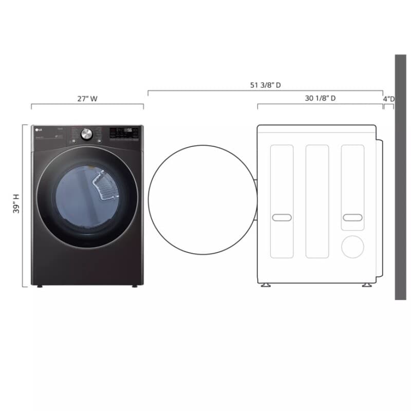 7.4 Cu. Ft. Ultra Large Capacity Smart Wi-fi Enabled Front Load Electric Dryer With Turbosteam™ And Built-in Intelligence view 3