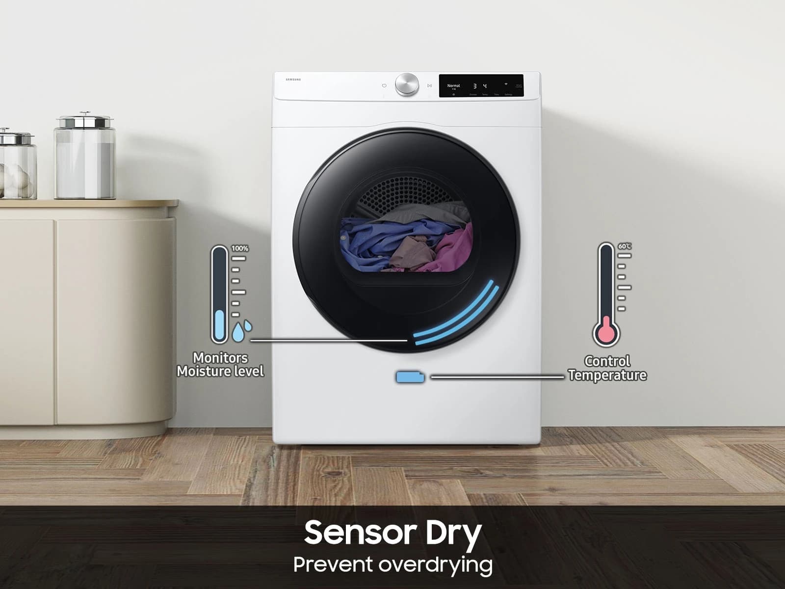 4.0 cu. ft. Smart Dial Electric Dryer with Sensor Dry – White view 5