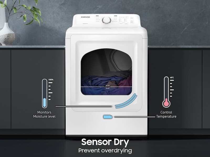7.2 cu. ft. Electric Dryer with Sensor Dry and 8 Drying Cycles in White view 2