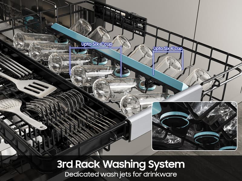 38 dBA Bespoke Auto Open Door Dishwasher with 3rd Rack Washing System in Fingerprint Resistant Stainless Steel view 5