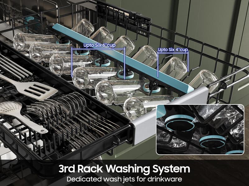 Bespoke AI Smart Dishwasher AI Wash & 3rd Rack Wash System | AutoRelease™ Door 38dBA – Matte Black Steel view 4