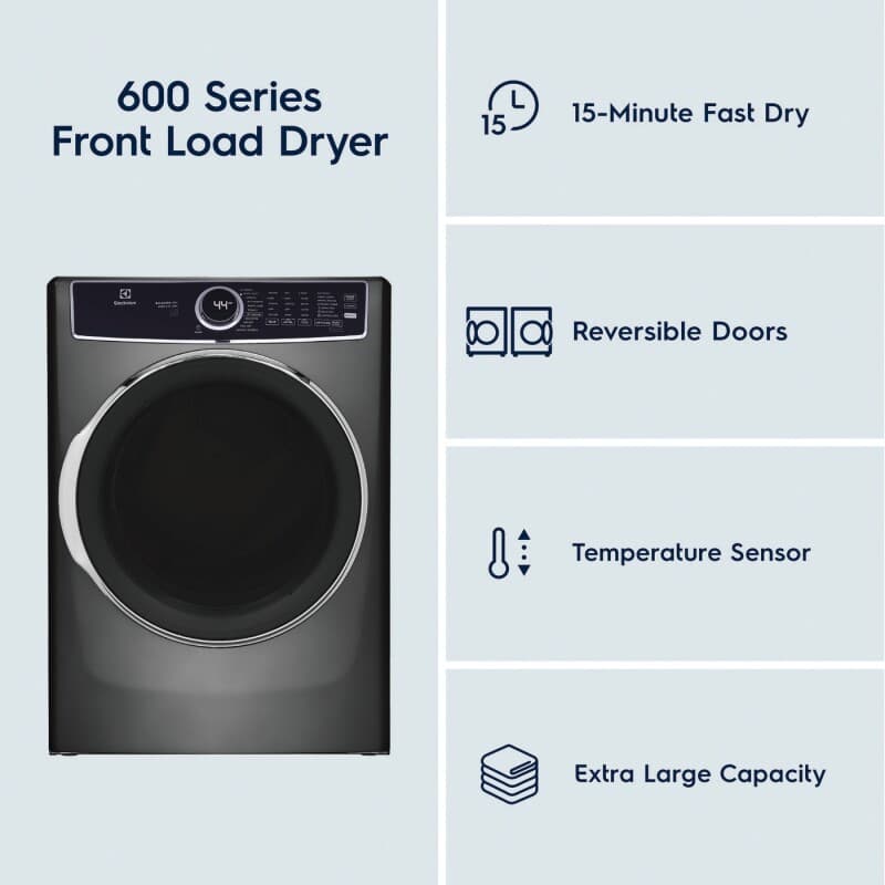 Electrolux 8-cu ft Stackable Vented Electric Dryer with Steam Cycle (Titanium) view 9
