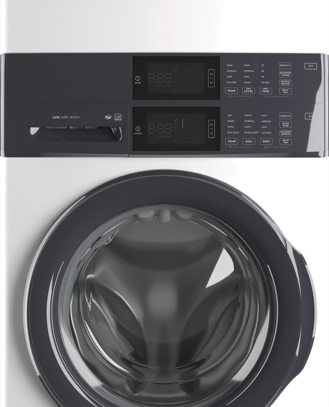Electrolux LuxCare Wash 4.4-cu ft Front load Washer and 8-cu ft Gas Dryer Stacked Laundry Center (White) view 6