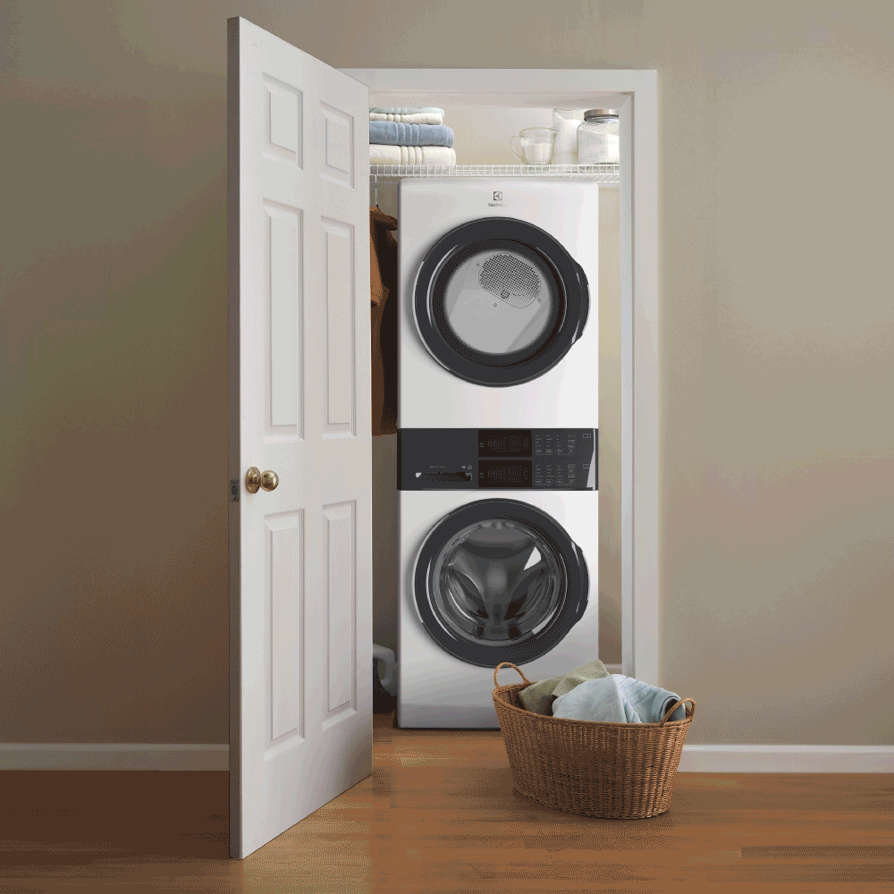Electrolux LuxCare Wash 4.4-cu ft Front load Washer and 8-cu ft Gas Dryer Stacked Laundry Center (White) view 9