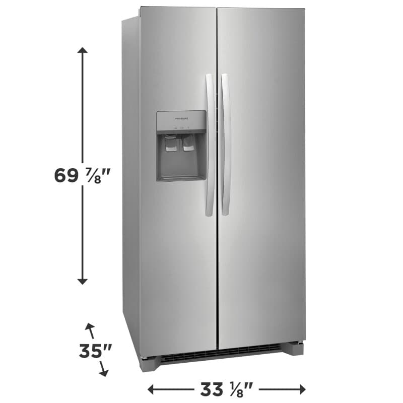 Frigidaire 22.3-cu ft Standard-Depth 33-in Wide Side-by-Side Refrigerator with Ice Maker ,Water and Ice Dispenser (Stainless Steel) view 2