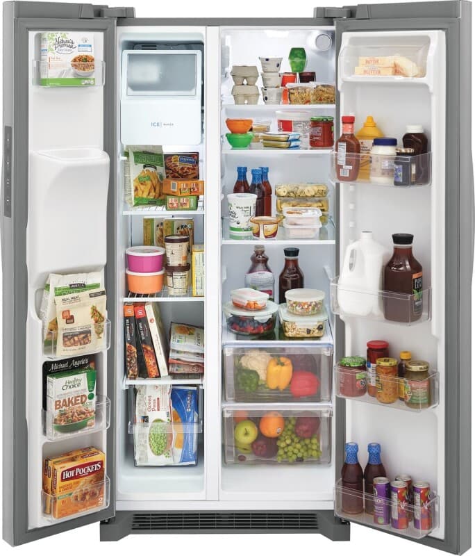 Frigidaire 22.3-cu ft Standard-Depth 33-in Wide Side-by-Side Refrigerator with Ice Maker ,Water and Ice Dispenser (Stainless Steel) view 3