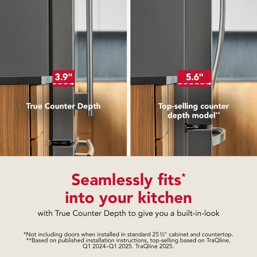 KitchenAid Counter-Depth with Internal Water Dispenser 24.3-cu ft 36-in Wide French Door Refrigerator with Ice Maker (PrintShield Stainless) view 8