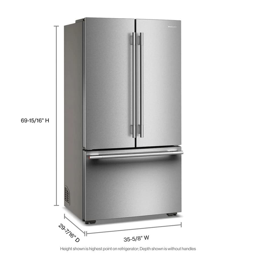 KitchenAid Counter-Depth with Internal Water Dispenser 24.3-cu ft 36-in Wide French Door Refrigerator with Ice Maker (PrintShield Stainless) view 3