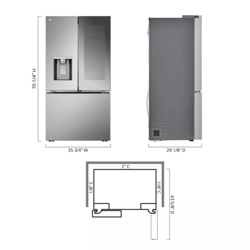 26 Cu. Ft. Counter-depth French Door Refrigerator - Stainless Steel view 3