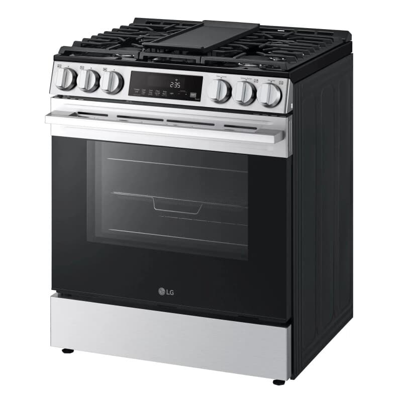 5.8 Cu.ft. Smart Gas Single Oven Slide-in Range, Air Fry, Fan Convection, Easyclean®, Self Clean, Thinq®, Printproof® Stainless Steel - New Handle view 3