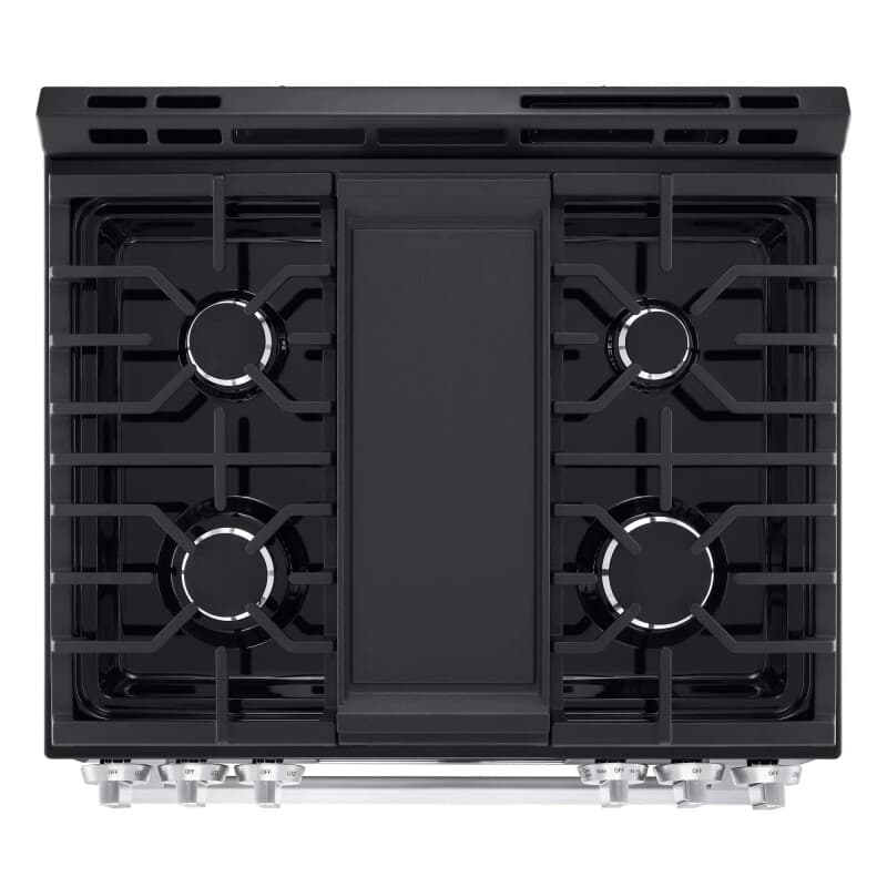 5.8 Cu.ft. Smart Gas Single Oven Slide-in Range, Air Fry, Fan Convection, Easyclean®, Self Clean, Thinq®, Printproof® Stainless Steel - New Handle view 5