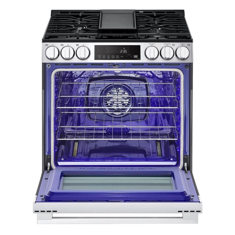 5.8 Cu.ft. Smart Gas Single Oven Slide-in Range, Air Fry, Fan Convection, Easyclean®, Self Clean, Thinq®, Printproof® Stainless Steel - New Handle view 6