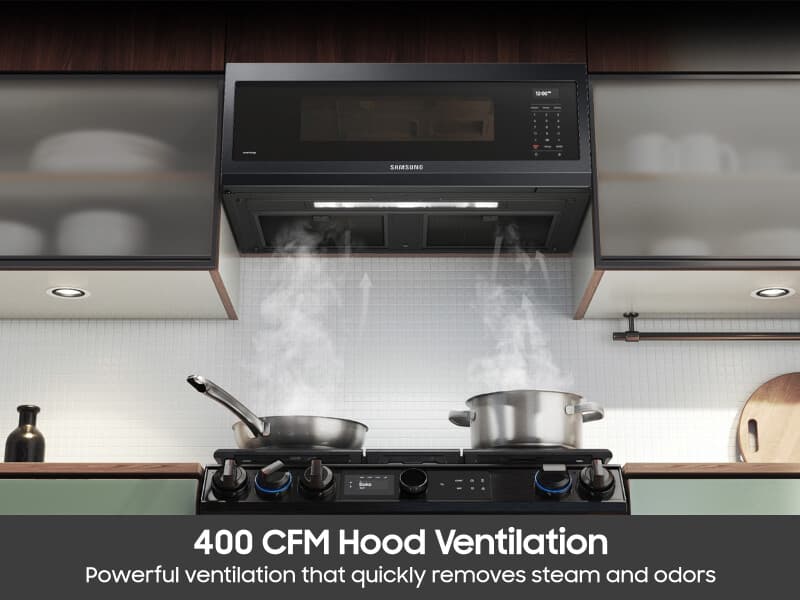 1.1 cu. ft. Smart SLIM Over-the-Range Microwave with 400 CFM Ventilation in Matte Black Steel view 5