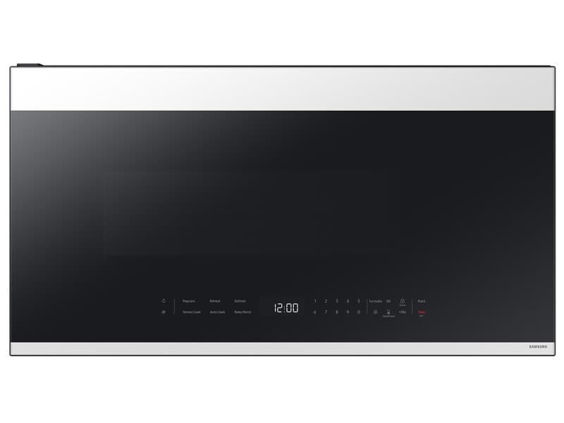 Bespoke Smart Over-the-Range Microwave 2.1 cu. ft. in White Glass with Edge to Edge Glass Dispay