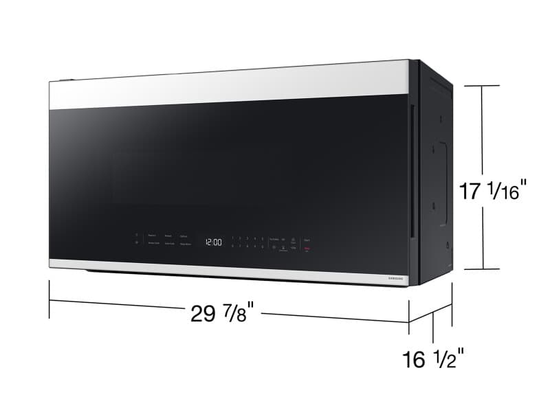 Bespoke Smart Over-the-Range Microwave 2.1 cu. ft. in White Glass with Edge to Edge Glass Dispay view 2