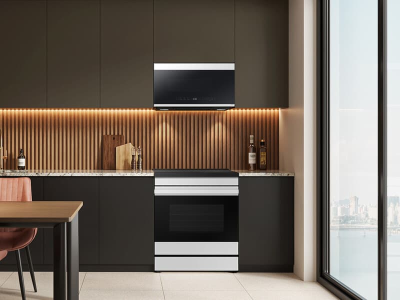Bespoke Smart Over-the-Range Microwave 2.1 cu. ft. in White Glass with Edge to Edge Glass Dispay view 5