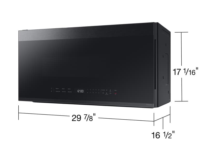 Bespoke Smart Over-the-Range Microwave 2.1 cu. ft. in Matte Black Steel with Edge to Edge Glass Dispay view 9