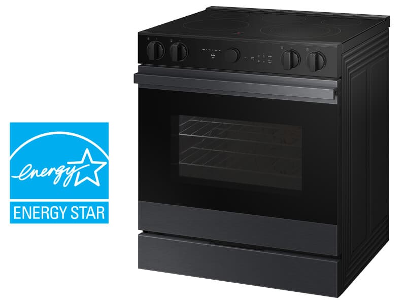 Bespoke Smart Slide-In Electric Range 6.3 cu. ft. in Matte Black Steel with Air Sous Vide & Air Fry - ENERGY STAR® view 3