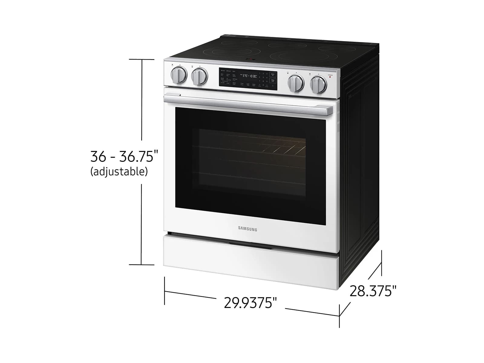 Bespoke Smart Slide-In Electric Range 6.3 cu. ft. with True Convection in White Glass view 4