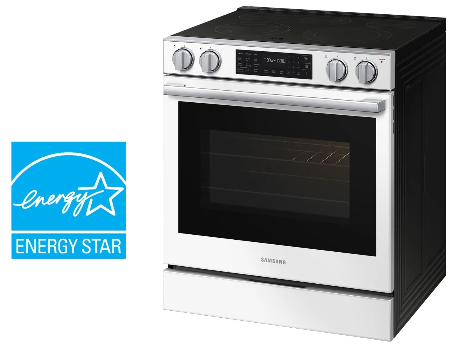 Bespoke Smart Slide-In Electric Range 6.3 cu. ft. with True Convection in White Glass view 10