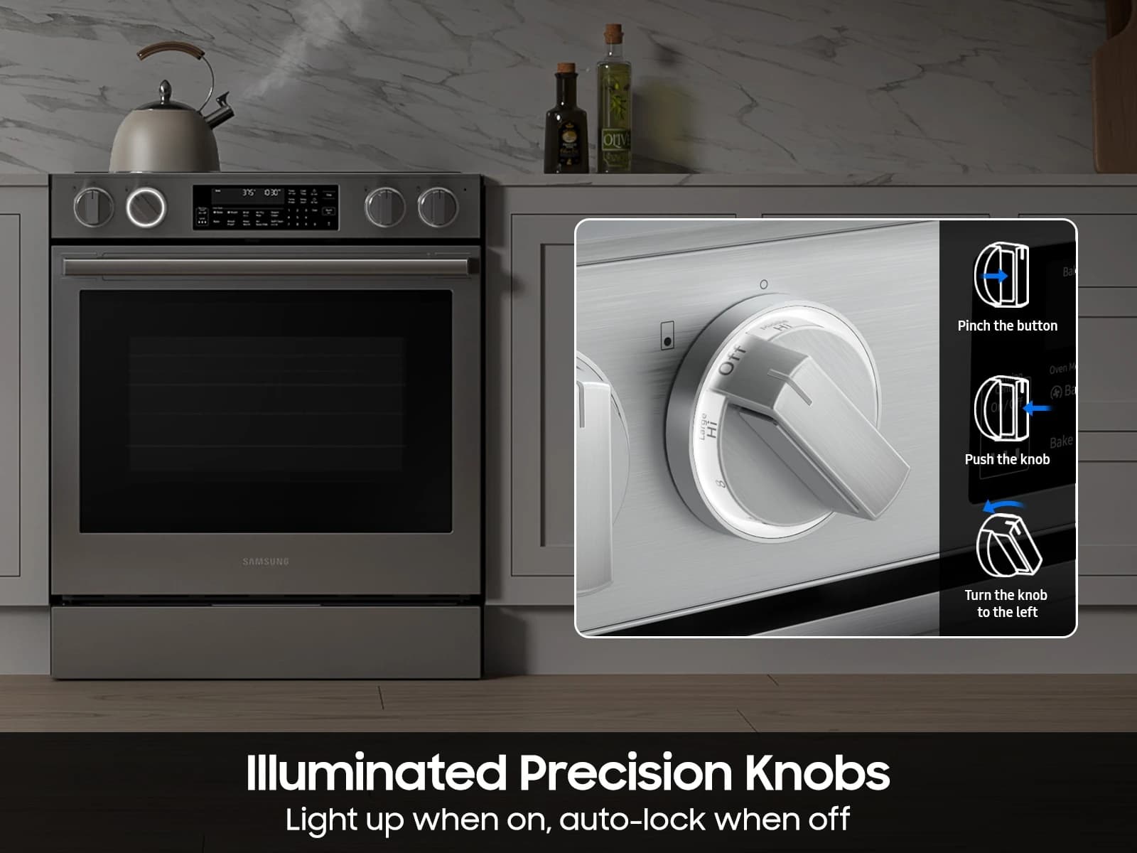 Bespoke Smart Slide-In Electric Range 6.3 cu. ft. with Illuminated Precision Knobs in Stainless Steel view 7