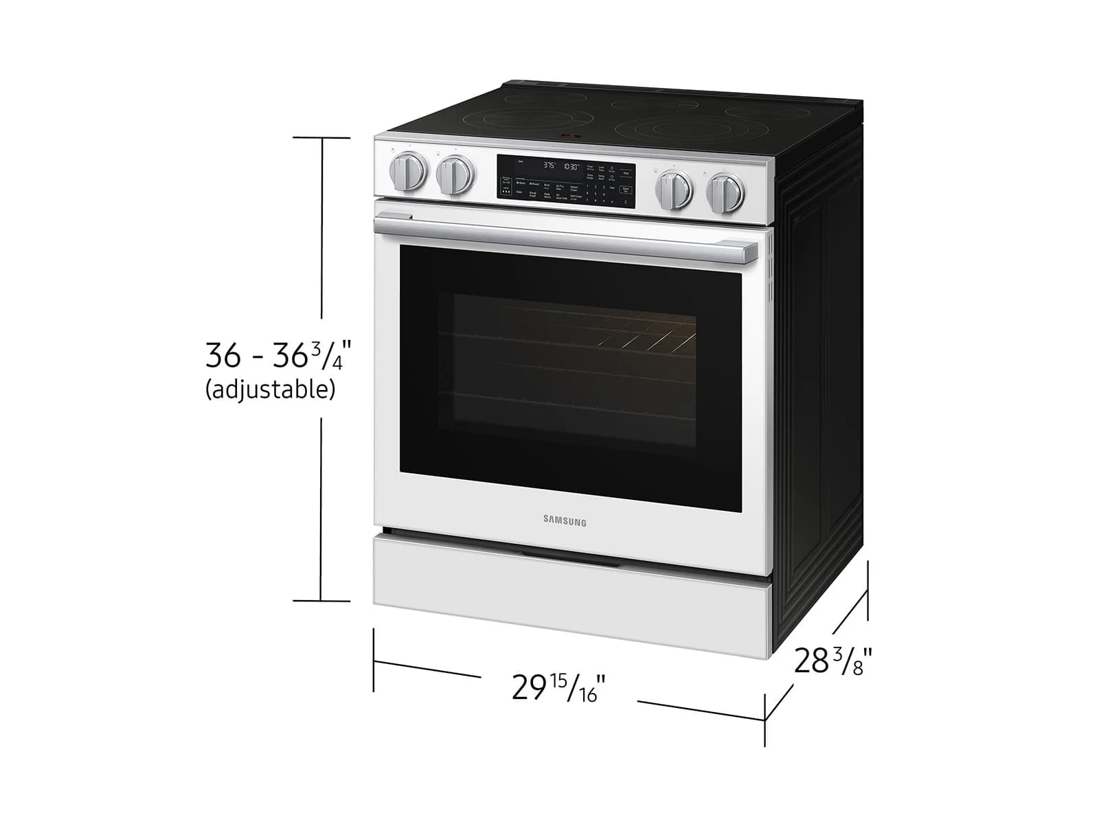Bespoke Smart Slide-In Electric Range 6.3 cu. ft. with Illuminated Precision Knobs in White Glass view 4