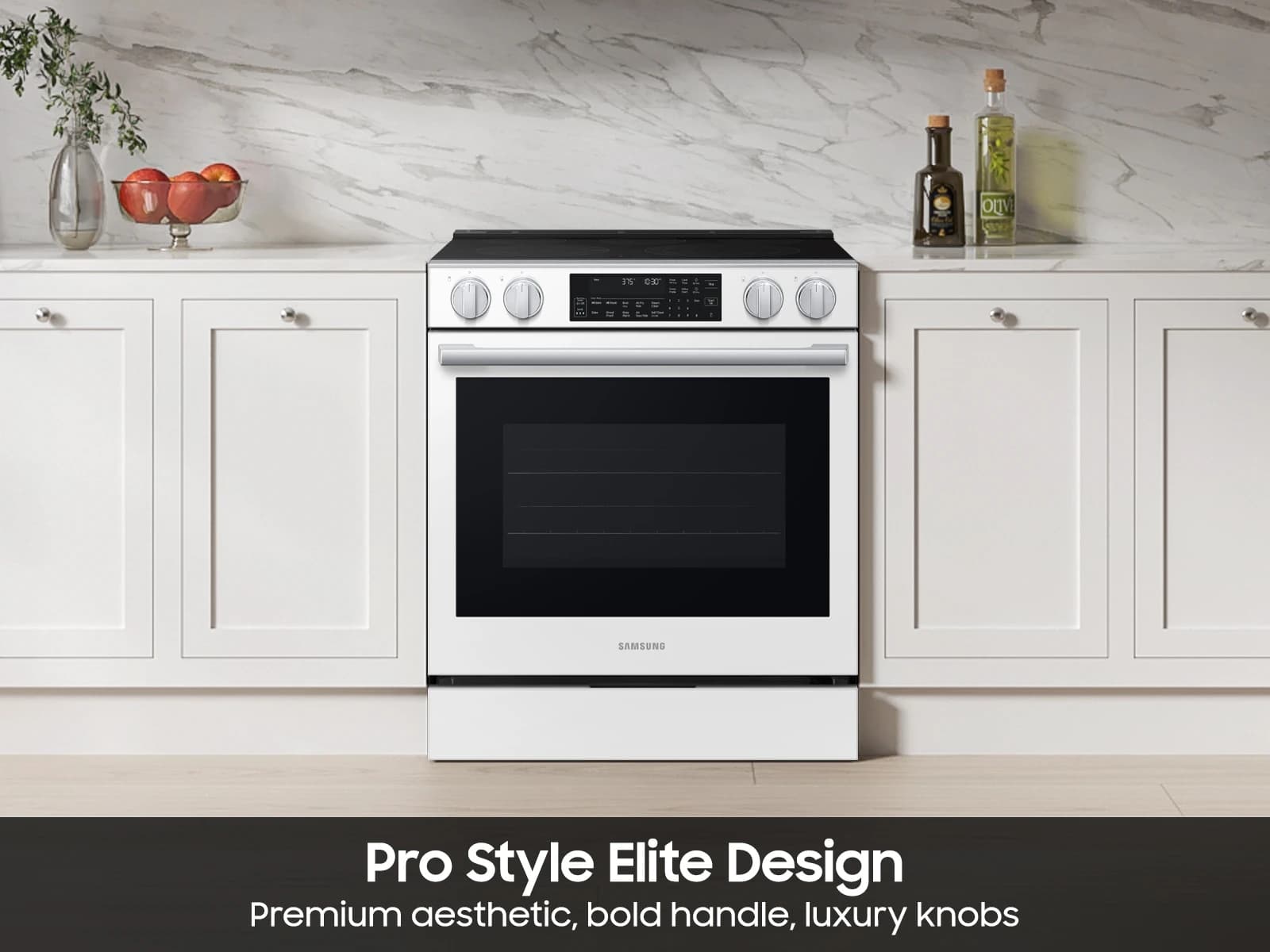 Bespoke Smart Slide-In Electric Range 6.3 cu. ft. with Illuminated Precision Knobs in White Glass view 5