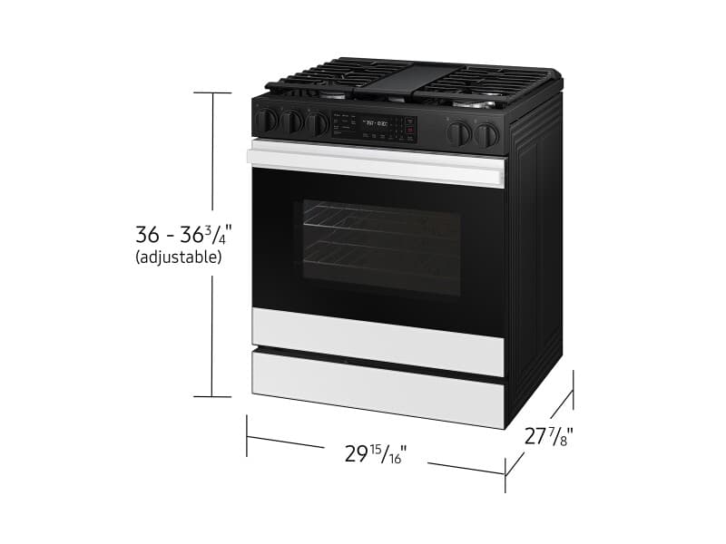 Bespoke Smart Slide-In Gas Range 6.0 cu. ft. in White Glass with Air Fry & Safety Knobs view 4