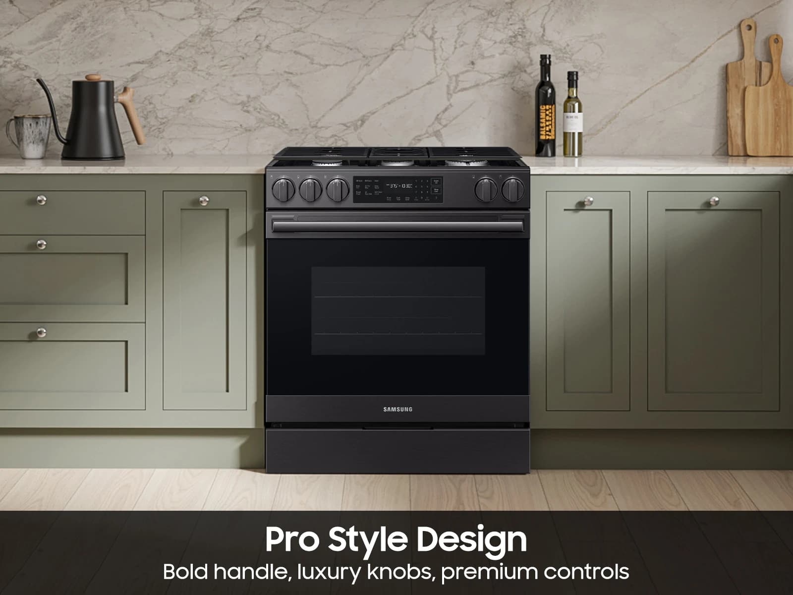 Bespoke Smart Slide-In Gas Range 6.0 cu. ft. with True Convection in Matte Black Steel view 5
