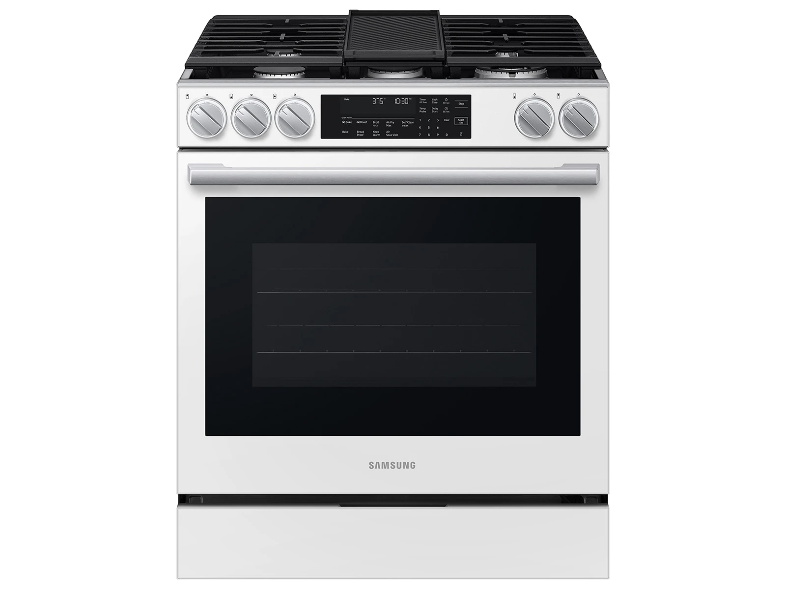 Bespoke Smart Slide-In Gas Range 6.0 cu. ft. with Illuminated Precision Knobs in White Glass