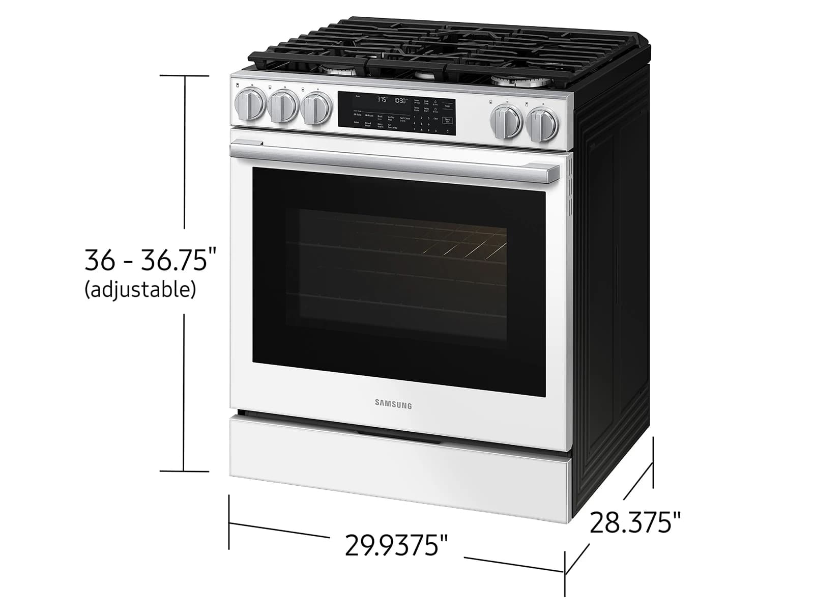 Bespoke Smart Slide-In Gas Range 6.0 cu. ft. with Illuminated Precision Knobs in White Glass view 4