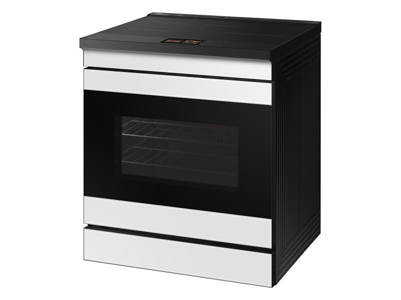 Bespoke 6.3 cu. ft. Smart Slide-In Induction Range with AI Home & Smart Oven Camera in White Glass view 7