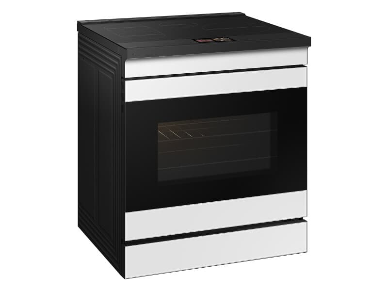 Bespoke 6.3 cu. ft. Smart Slide-In Induction Range with AI Home & Smart Oven Camera in White Glass view 5