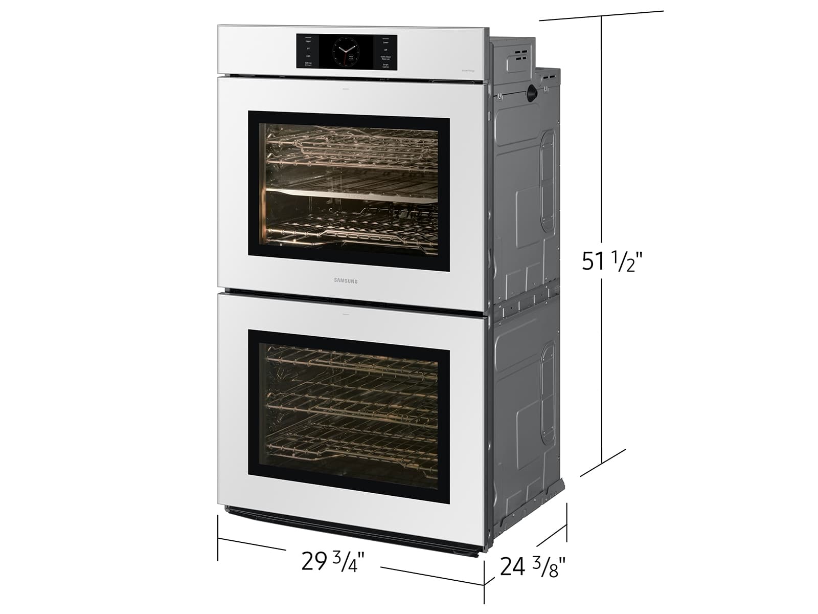 30" BESPOKE Smart Double Oven, In-Oven Camera, Air Fry, Air Sous Vide, Flex Duo, Full Steam Cook, 7" LCD Display, Dual Fan True Convection,  Glide Rack, WIFI, 5.1 cu ft capacity – White Glass view 10