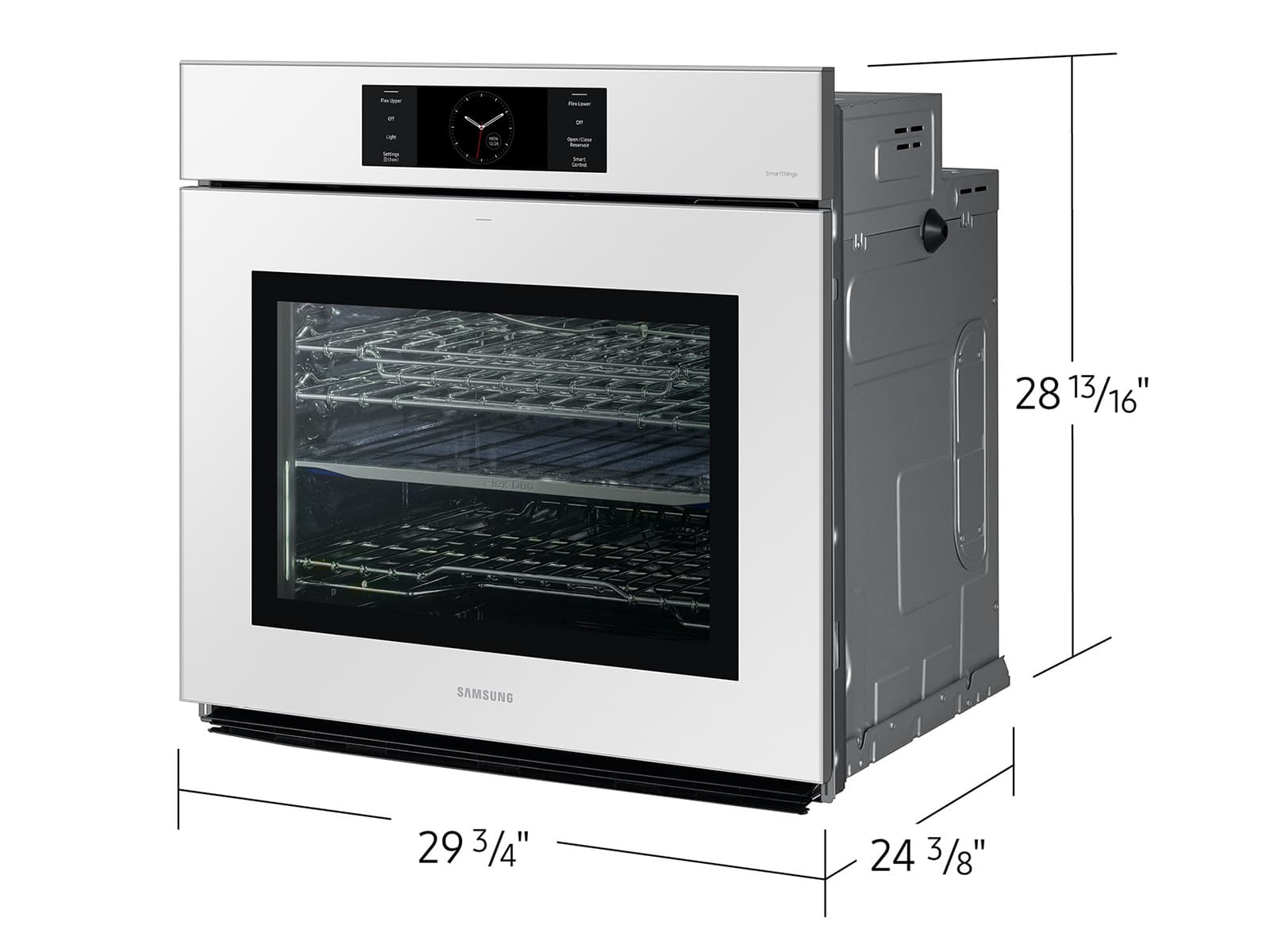 30" BESPOKE Smart Single Oven, In-Oven Camera, Air Fry, Air Sous Vide, Flex Duo, Full Steam Cook, 7" LCD Display, Dual Fan True Convection,  Glide Rack, WIFI, 5.1 cu ft capacity – White Glass view 2