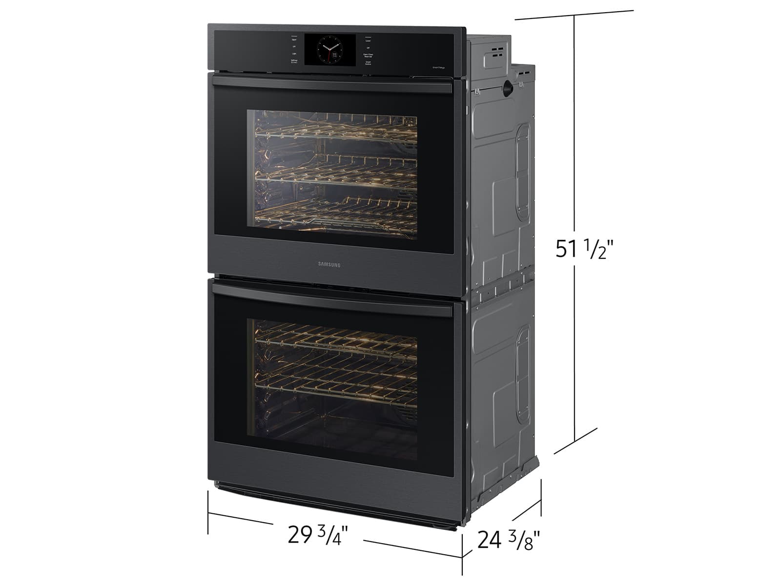 30" Smart Double Oven, Air Fry, Air Sous Vide, Steam Cooking,  Dual Fan True Convection,7" LCD display, Glide Rack, WIFI, 5.1 cu ft capacity – Matte Black Steel view 3