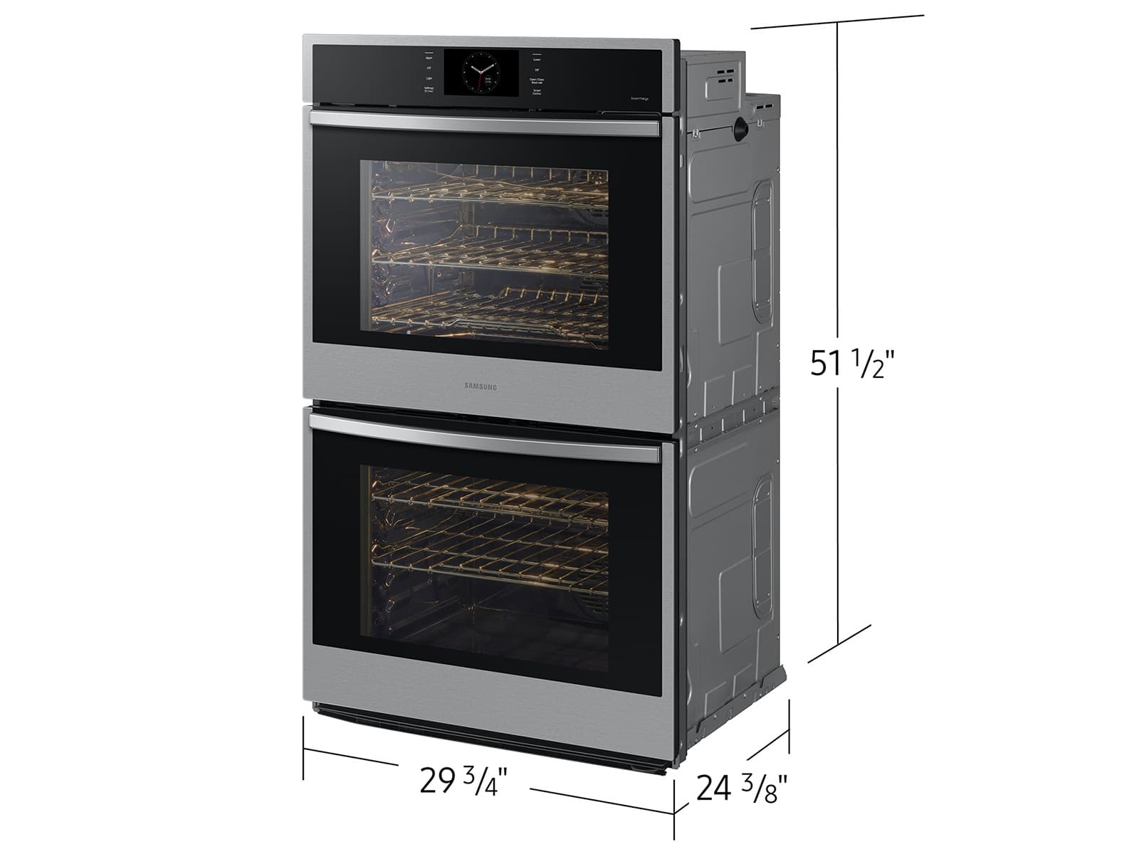 30" Smart Double Oven, Air Fry, Air Sous Vide, Steam Cooking,  Dual Fan True Convection,7" LCD display, Glide Rack, WIFI, 5.1 cu ft capacity – Stainless Steel view 2