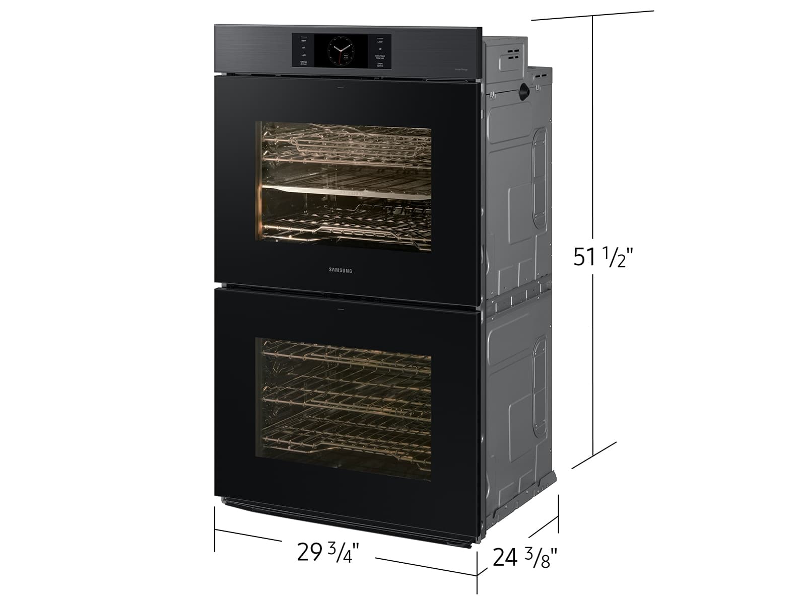 30" BESPOKE Smart Double Oven, In-Oven Camera, Air Fry, Air Sous Vide, Flex Duo, Full Steam Cook, 7" LCD Display, Dual Fan True Convection,  Glide Rack, WIFI, 5.1 cu ft capacity – Matte Black Steel view 10
