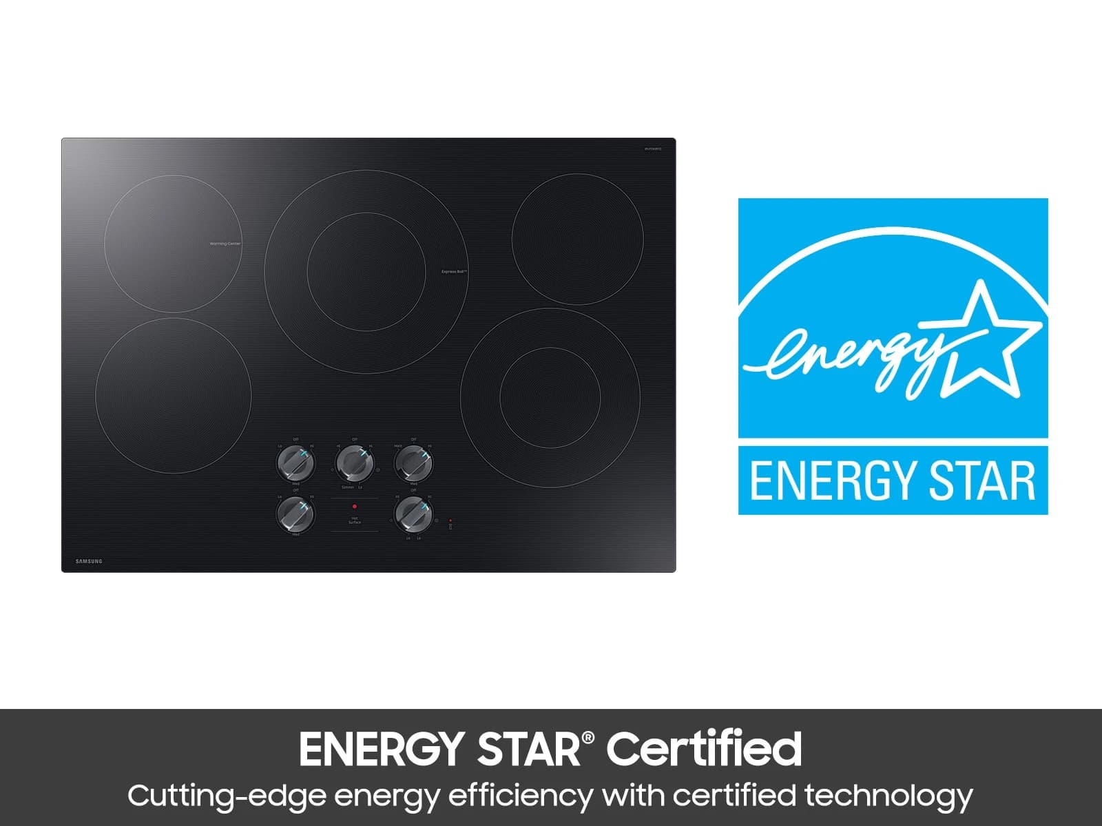 30" Smart Electric Cooktop with 5 Elements and Illuminated Knobs – Black view 6