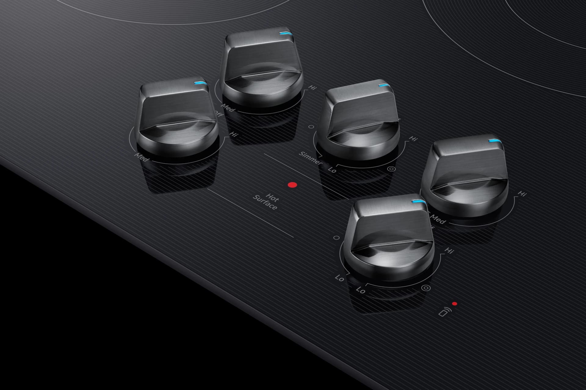 30" Smart Electric Cooktop with 5 Elements and Illuminated Knobs – Black view 9