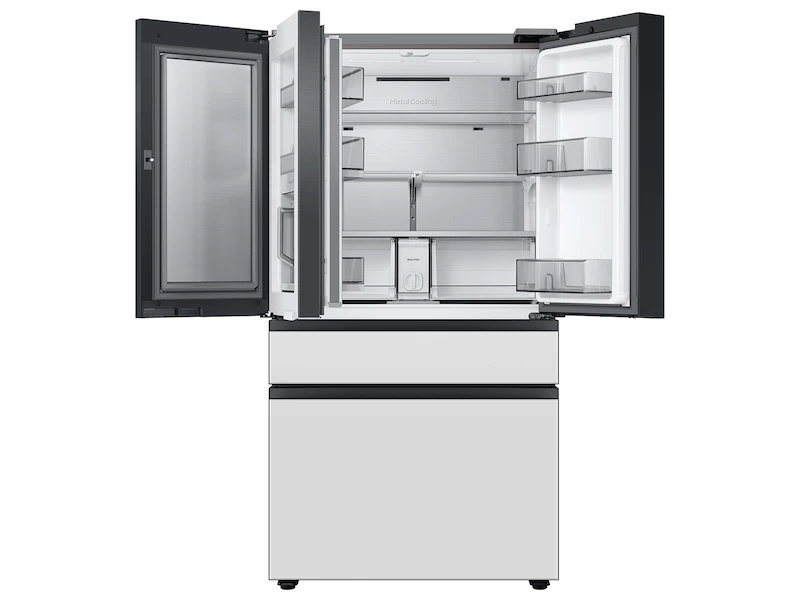 23 cu. ft. Smart BESPOKE 4-Door French-Door Refrigerator with Customizable Panel Colors and Beverage Center  in White Glass view 2