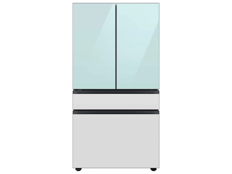 23 cu. ft. Smart BESPOKE 4-Door French-Door Refrigerator with Customizable Panel Colors and Beverage Center  in Morning Blue Glass Top Panel with White Glass Middle and Bottom Panels – Morning Blue Glass, White Glass