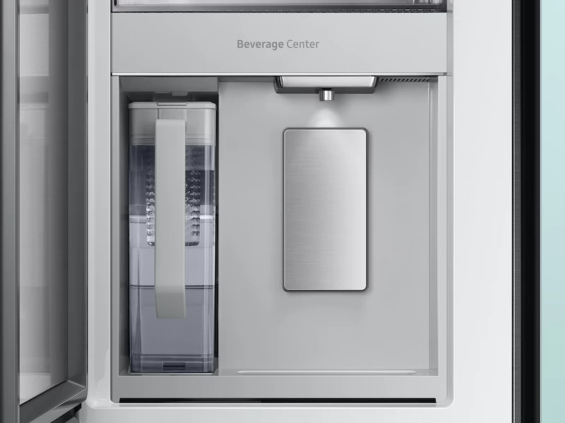 23 cu. ft. Smart BESPOKE 4-Door French-Door Refrigerator with Customizable Panel Colors and Beverage Center  in Morning Blue Glass Top Panel with White Glass Middle and Bottom Panels – Morning Blue Glass, White Glass view 7