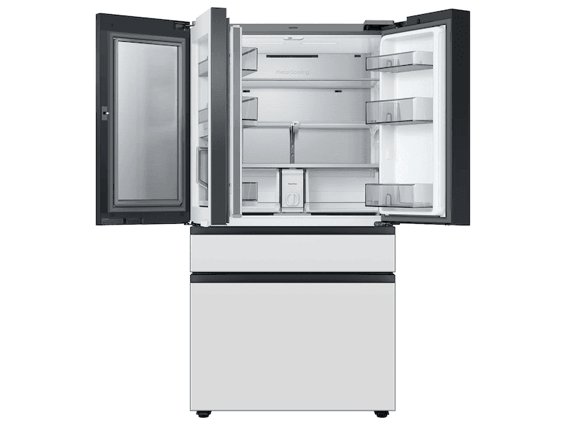 Bespoke Counter Depth 4-Door French Door Refrigerator (23 cu. ft.) with Family Hub™ in White Glass view 2