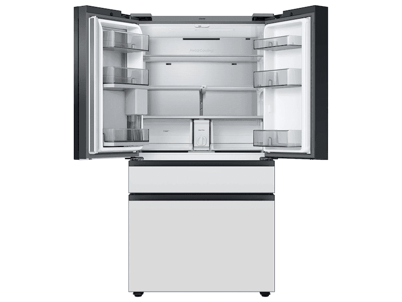 Bespoke Counter Depth 4-Door French Door Refrigerator (23 cu. ft.) with Family Hub™ in White Glass view 3