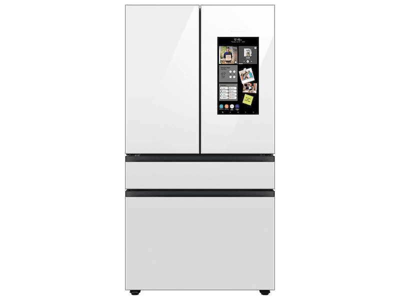 Bespoke Counter Depth 4-Door French Door Refrigerator (23 cu. ft.) with Family Hub™ in White Glass
