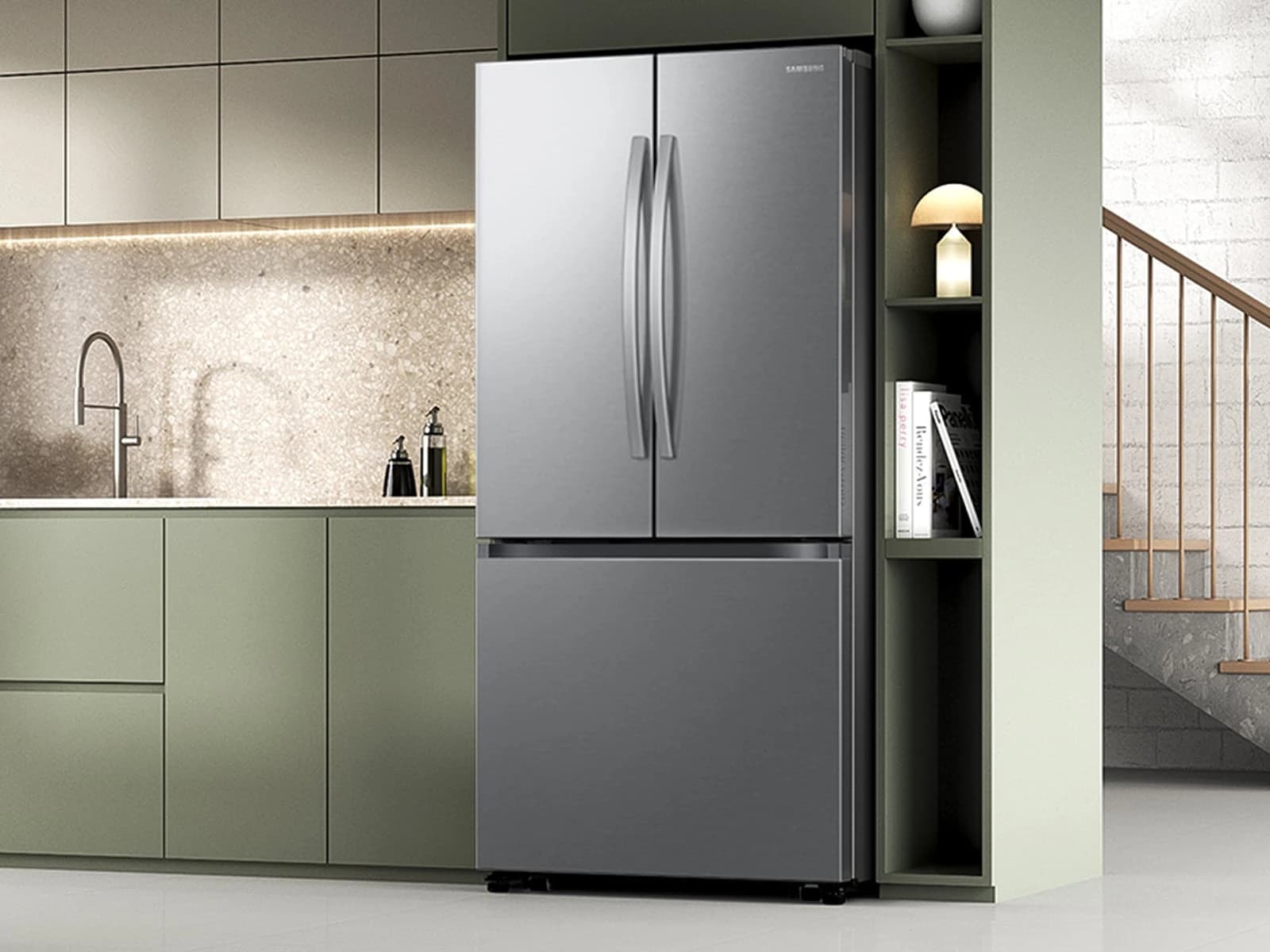 Bespoke AI 3-Door French Door Auto Ice Maker | All-Around Cooling 25 cu. ft. – Stainless view 7