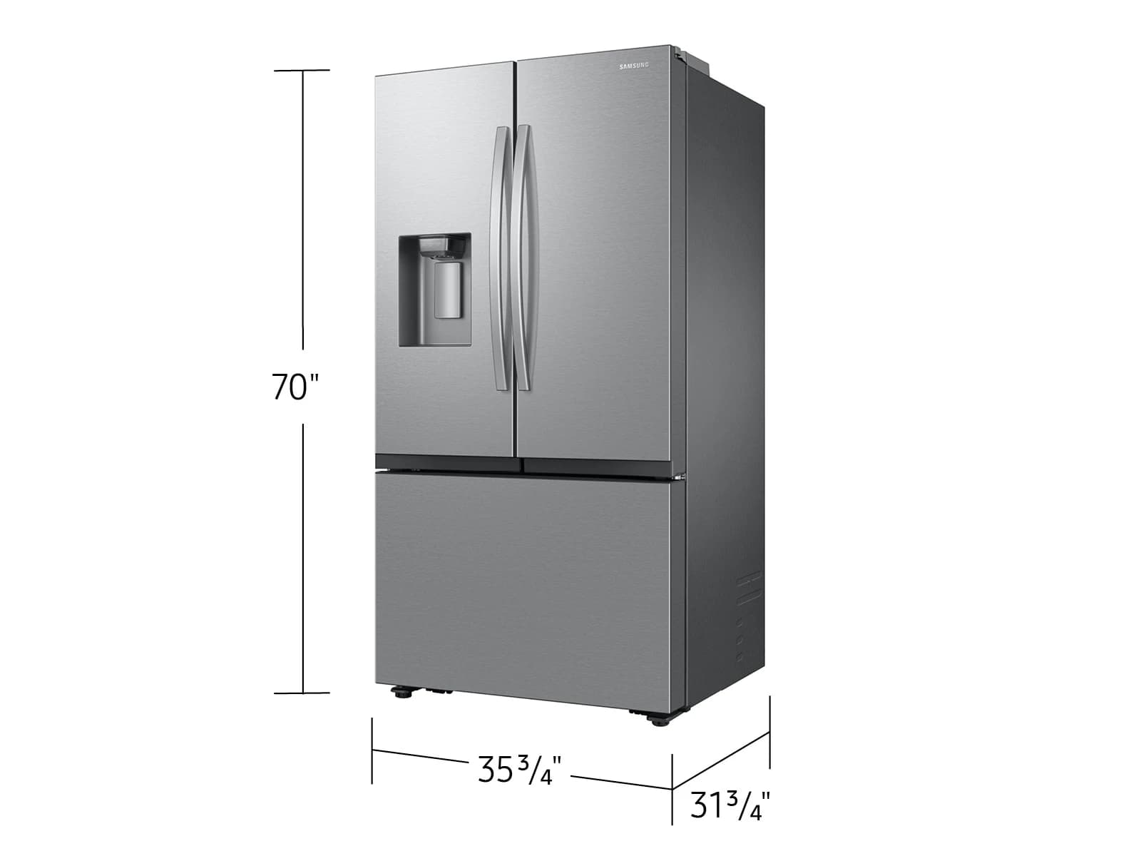 Bespoke AI 3-Door French Door Mega Capacity | External Water & Ice Dispenser | 26 cu. ft. – Stainless view 2