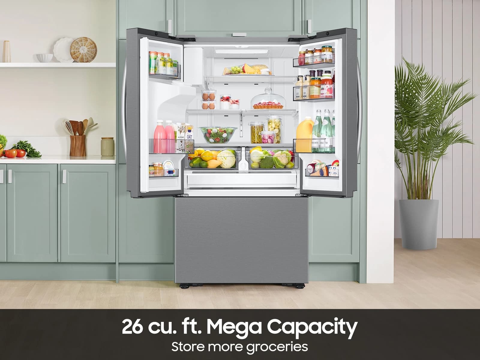 Bespoke AI 3-Door French Door Mega Capacity | External Water & Ice Dispenser | 26 cu. ft. – Stainless view 6